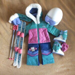 American Girl Corinne Tan's Ski outfit and Ski Accessories Complete RARE